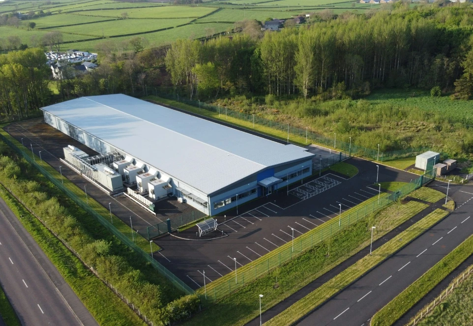 an aerial view of a large industrial building